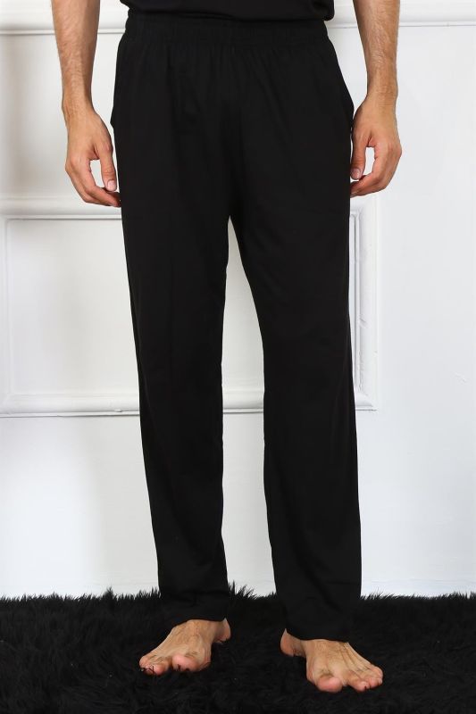 Moda Çizgi Erkek Pamuk Siyah Tek Alt Pijama 27495 - 2