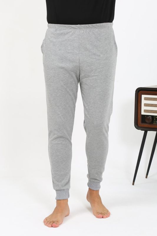 Moda Çizgi Erkek Pamuk Tek Alt Pijama Gri 27551 - 3