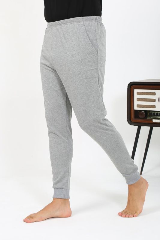 Moda Çizgi Erkek Pamuk Tek Alt Pijama Gri 27551 - 5