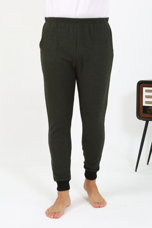 Moda Çizgi Erkek Pamuk Tek Alt Pijama Haki 27551 - 2