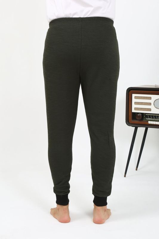 Moda Çizgi Erkek Pamuk Tek Alt Pijama Haki 27551 - 5