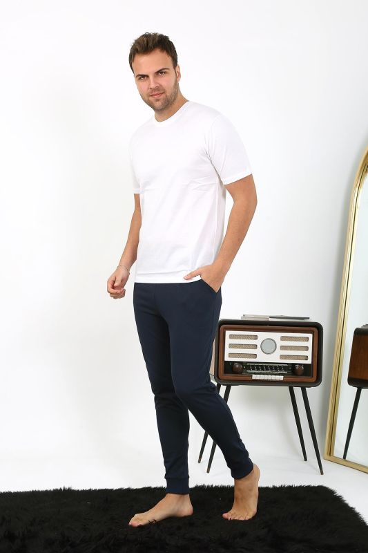 Moda Çizgi Erkek Pamuk Tek Alt Pijama Lacivert 27551 - 1