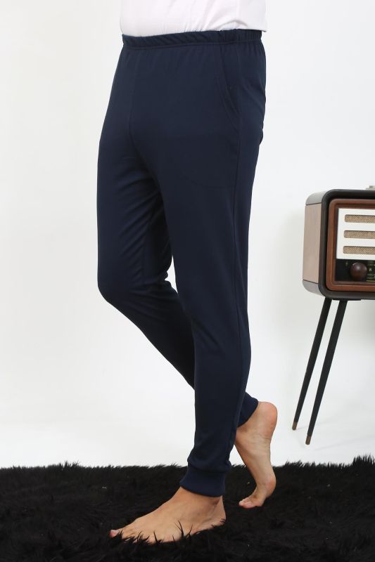 Moda Çizgi Erkek Pamuk Tek Alt Pijama Lacivert 27551 - 2