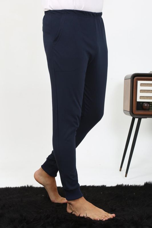 Moda Çizgi Erkek Pamuk Tek Alt Pijama Lacivert 27551 - 3