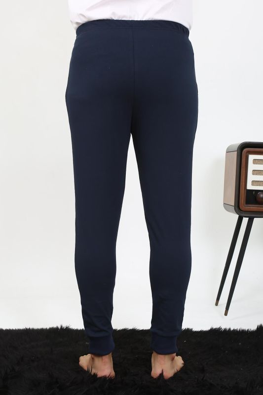Moda Çizgi Erkek Pamuk Tek Alt Pijama Lacivert 27551 - 4