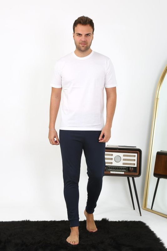 Moda Çizgi Erkek Pamuk Tek Alt Pijama Lacivert 27551 - 5
