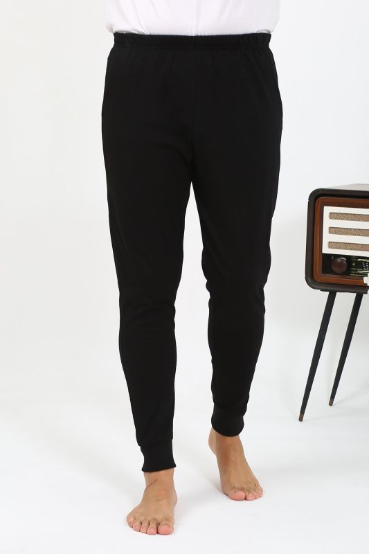 Moda Çizgi Erkek Pamuk Tek Alt Pijama Siyah 27551 - 2