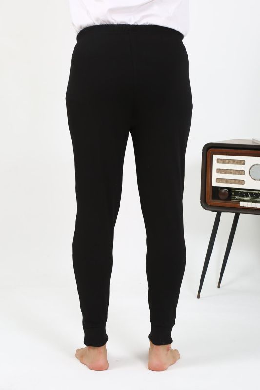 Moda Çizgi Erkek Pamuk Tek Alt Pijama Siyah 27551 - 4