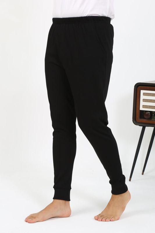 Moda Çizgi Erkek Pamuk Tek Alt Pijama Siyah 27551 - 5