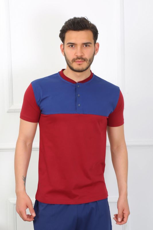 Moda Çizgi Erkek Penye 3'lü Parlamentmavi Parçalı Pijama Takımı 6823 - 4