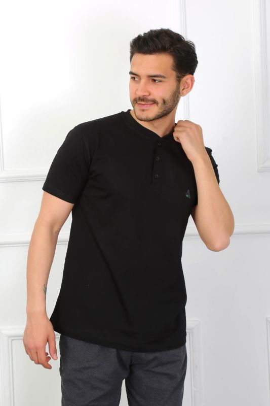 Moda Çizgi Erkek Penye 3'lü Siyah Pijama Takımı 6824 - 4