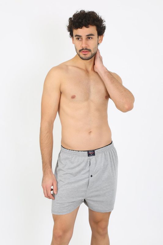 Moda Çizgi Erkek Penye Boxer Gri 40091 - 1