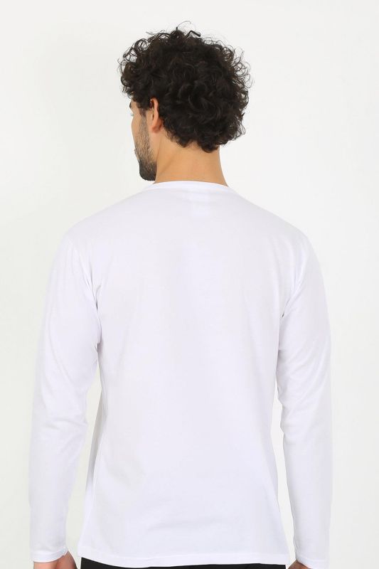 Moda Çizgi Erkek Sıfır Yaka Uzun Kol Beyaz Fanila 6590 - 2