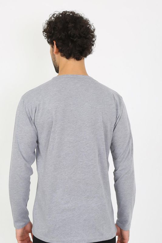 Moda Çizgi Erkek Sıfır Yaka Uzun Kol Gri Fanila 6590 - 2