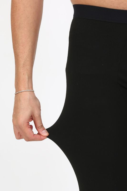 Moda Çizgi Erkek Termal Tayt Kışlık Tek Alt İçlik Siyah 27552 - 3