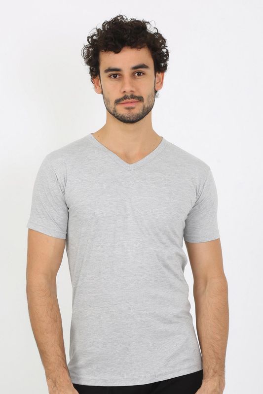 Moda Çizgi Erkek V Yaka Gri Penye Atlet 6560 - 2