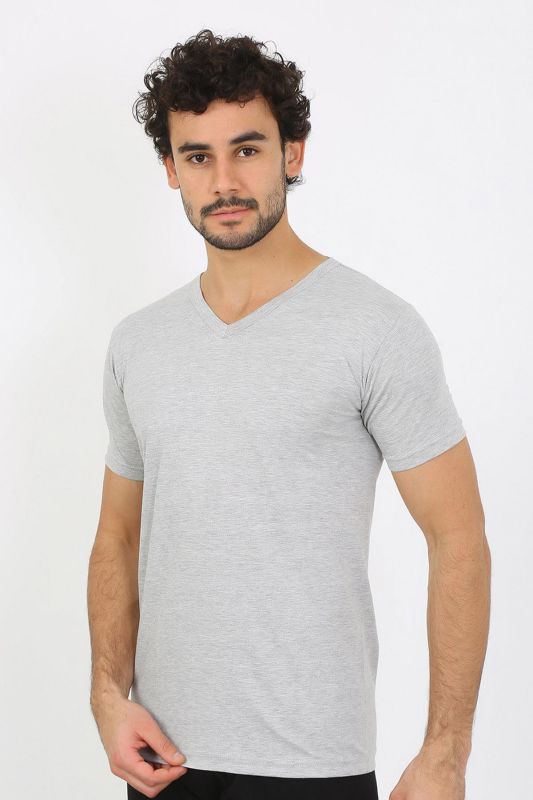 Moda Çizgi Erkek V Yaka Gri Penye Atlet 6560 - 3