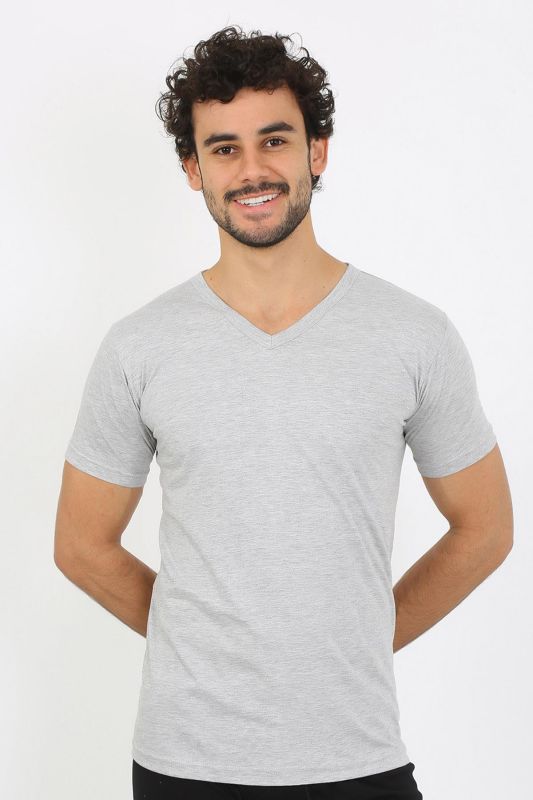 Moda Çizgi Erkek V Yaka Gri Penye Atlet 6560 - 4