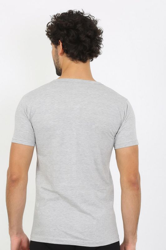 Moda Çizgi Erkek V Yaka Gri Penye Atlet 6560 - 6