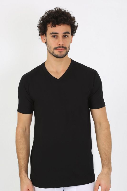 Moda Çizgi Erkek V Yaka Siyah Penye Atlet 6560 - 3