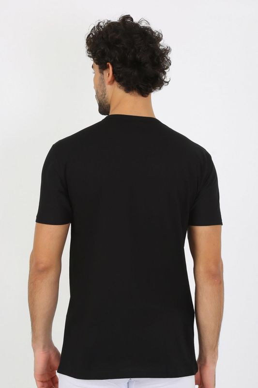 Moda Çizgi Erkek V Yaka Siyah Penye Atlet 6560 - 6
