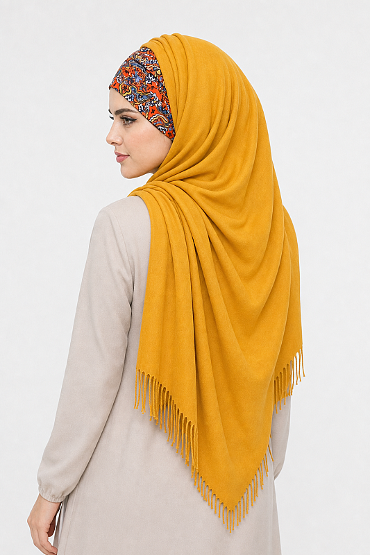 Hardal Etnik Desen Bandana Hazır Şal - 3