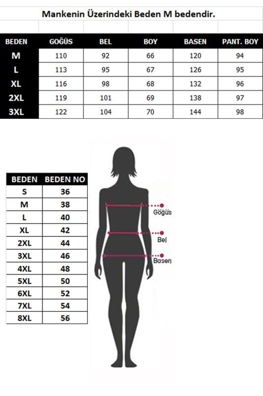 moda çizgi Kadın %100 Pamuk Penye Pileli Pijama Takım 17100 - 4