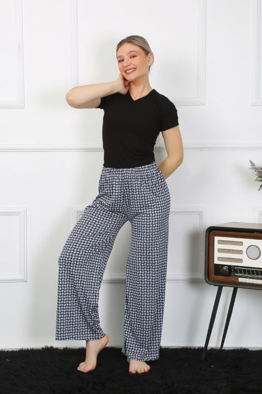 Moda Çizgi Kadın Bol Paça Penye Alt Üst Takım 5504 - 1