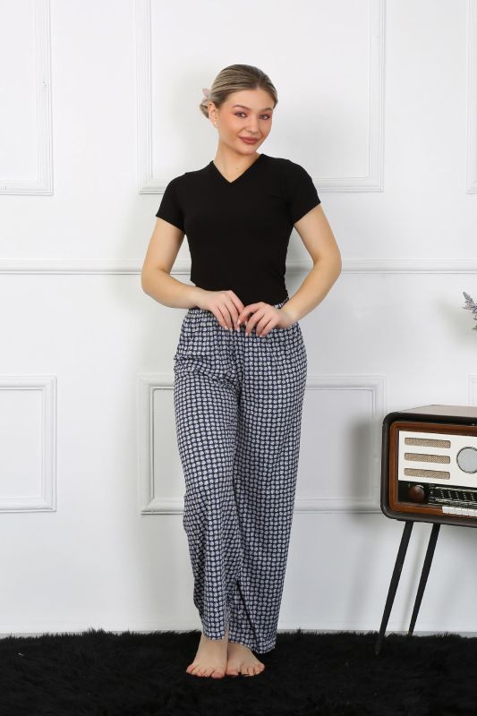 Moda Çizgi Kadın Bol Paça Penye Alt Üst Takım 5504 - 5