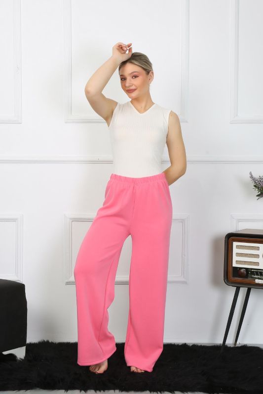 Moda Çizgi Kadın Bol Paça Penye Pembe Alt Üst Takım 5501 - 2