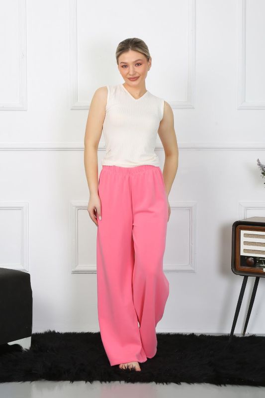 Moda Çizgi Kadın Bol Paça Penye Pembe Alt Üst Takım 5501 - 6