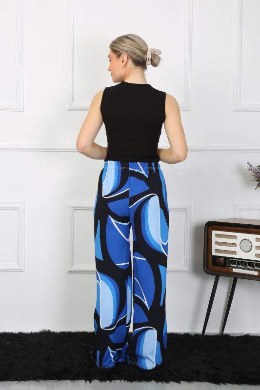 Moda Çizgi Kadın Bol Paça Penye Saks Alt Üst Takım 5502 - 3