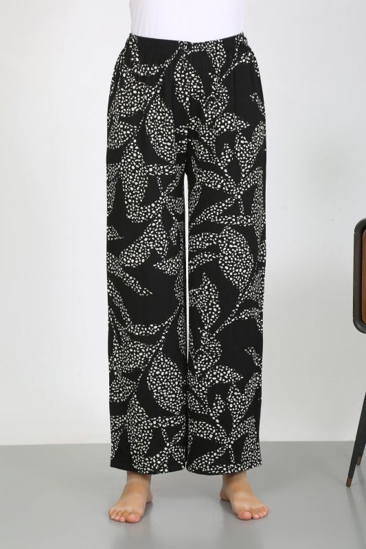 Moda Çizgi Kadın Bürümcük Kumaş Hafif-Esnek Pantolon 210073 Siyah - 7