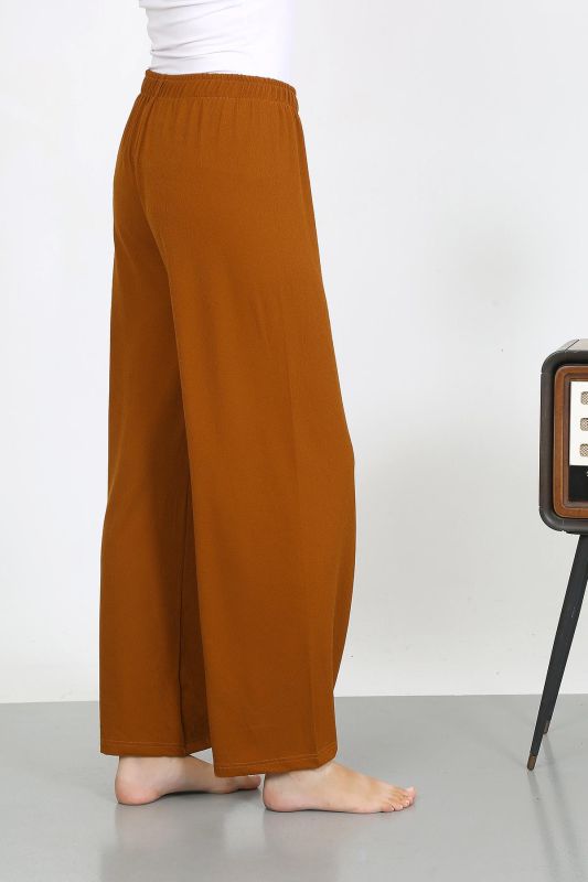 Moda Çizgi Kadın Bürümcük Kumaş Hafif-Esnek Pantolon 210074 Kahve - 7