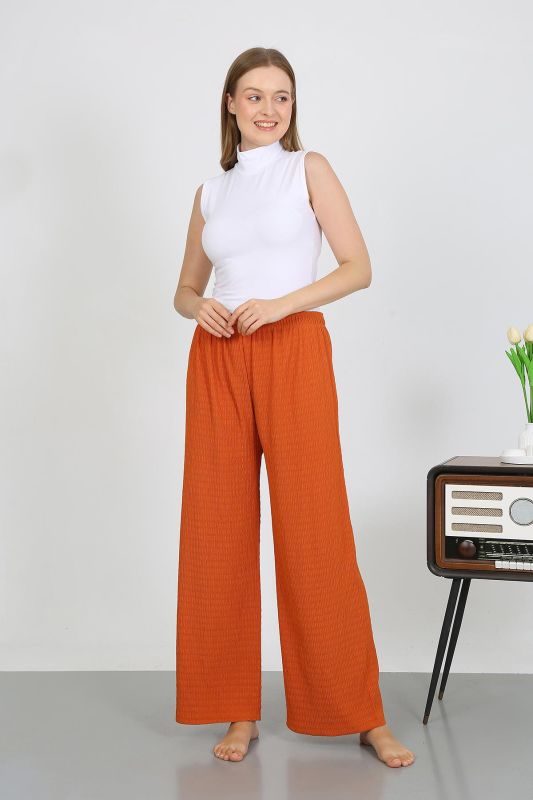 Moda Çizgi Kadın Bürümcük Kumaş Hafif-Esnek Pantolon 210074 Kiremit - 1