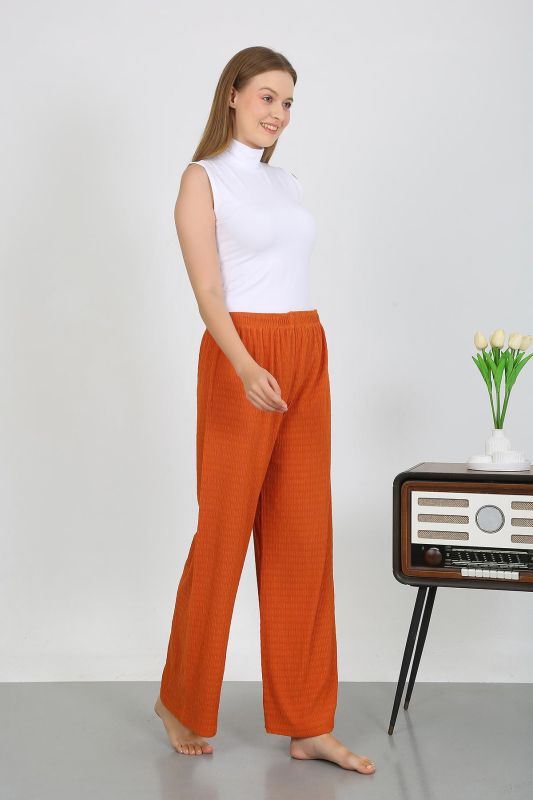 Moda Çizgi Kadın Bürümcük Kumaş Hafif-Esnek Pantolon 210074 Kiremit - 6