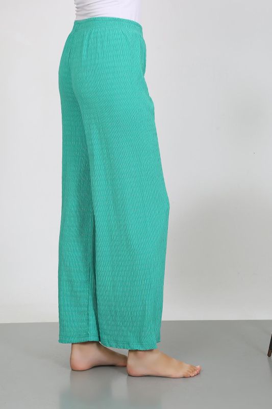 Moda Çizgi Kadın Bürümcük Kumaş Hafif-Esnek Pantolon 210074 Yeşil - 5