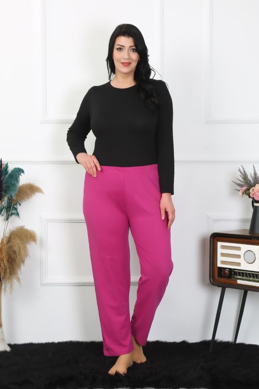 Moda Çizgi Kadın Büyük Beden Fuşya Tek Alt Pijama 27505 - 1