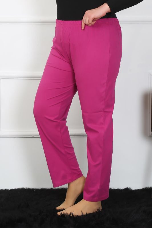 Moda Çizgi Kadın Büyük Beden Fuşya Tek Alt Pijama 27505 - 2