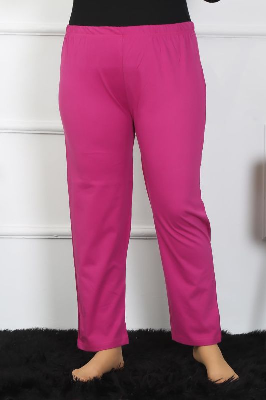 Moda Çizgi Kadın Büyük Beden Fuşya Tek Alt Pijama 27505 - 3