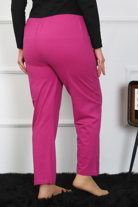 Moda Çizgi Kadın Büyük Beden Fuşya Tek Alt Pijama 27505 - 4