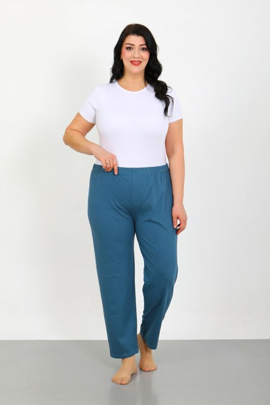 Moda Çizgi Kadın Büyük Beden İndigo Tek Alt Pijama 27555 - 1
