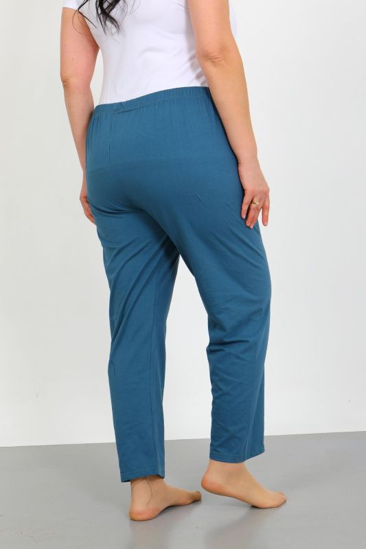 Moda Çizgi Kadın Büyük Beden İndigo Tek Alt Pijama 27555 - 4