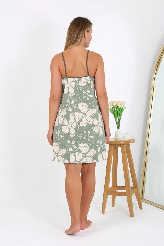Moda Çizgi Kadın Büyük Beden İp Askılı Gecelik 98515 - 6