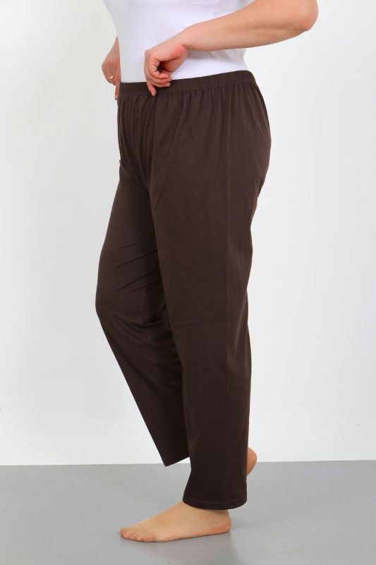 Moda Çizgi Kadın Büyük Beden Kahve Tek Alt Pijama 27555 - 3