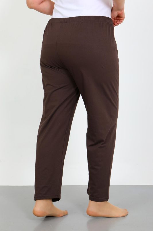 Moda Çizgi Kadın Büyük Beden Kahve Tek Alt Pijama 27555 - 4
