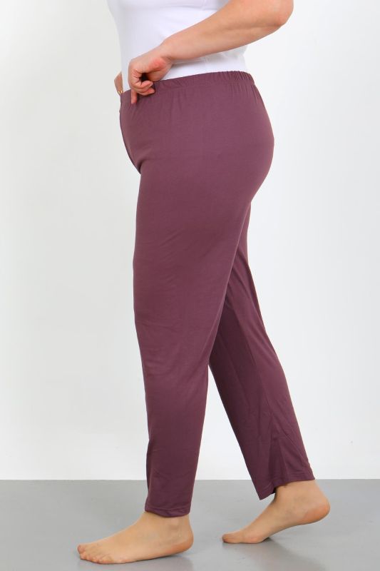 Moda Çizgi Kadın Büyük Beden Mürdüm Tek Alt Pijama 27555 - 3