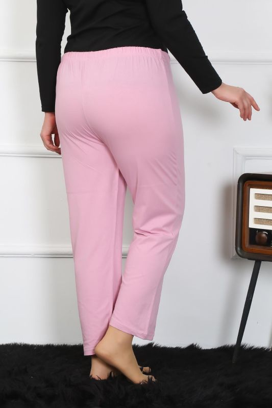Moda Çizgi Kadın Büyük Beden Pembe Tek Alt Pijama 27505 - 2