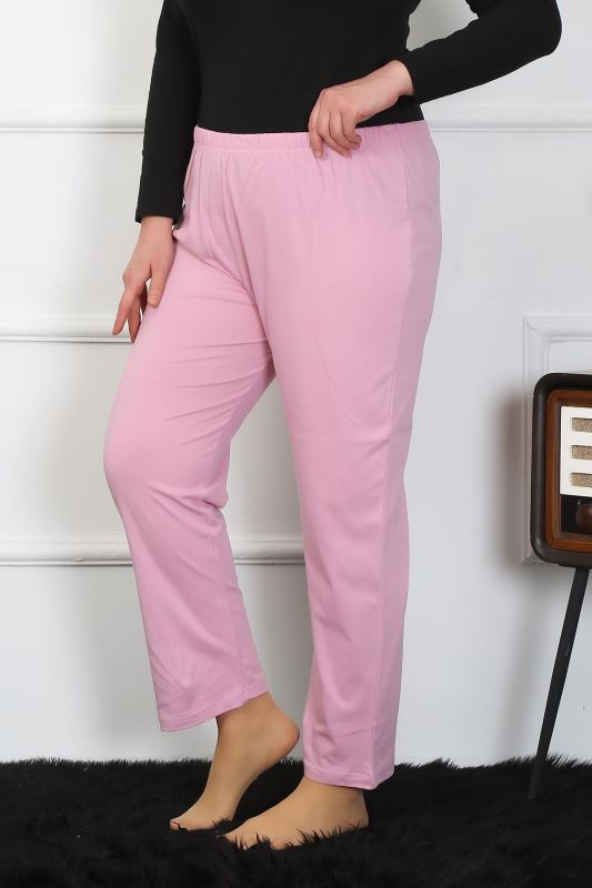 Moda Çizgi Kadın Büyük Beden Pembe Tek Alt Pijama 27505 - 4