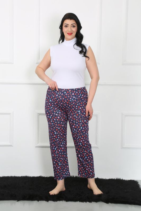 Moda Çizgi Kadın Büyük Beden Tek Alt Pijama 27508 - 1